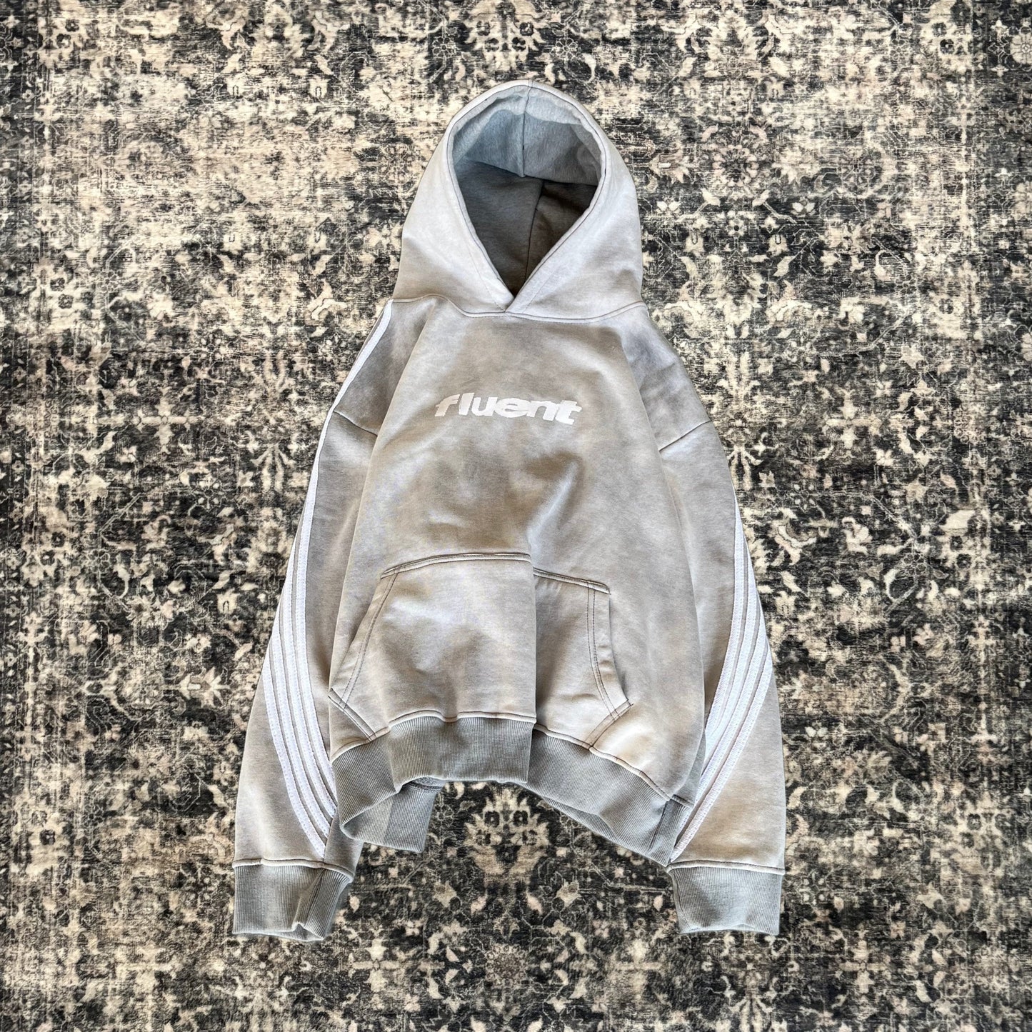 Grey Striped Hoodie