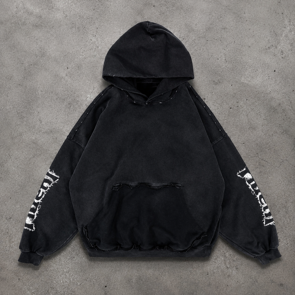 Distressed Hoodie Black