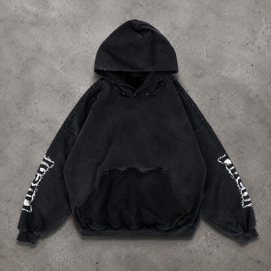 Distressed Hoodie Black
